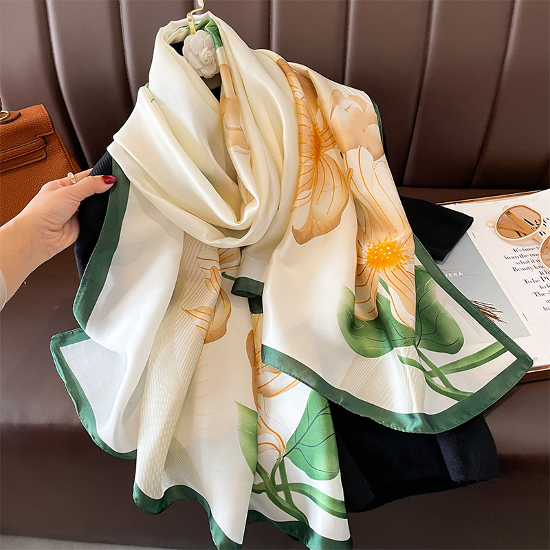 Femmes 180*90 cm mode belles foulards en soie douce femme dame châle Hijab Wrap Foulard Bandanna silencieux plage paréo