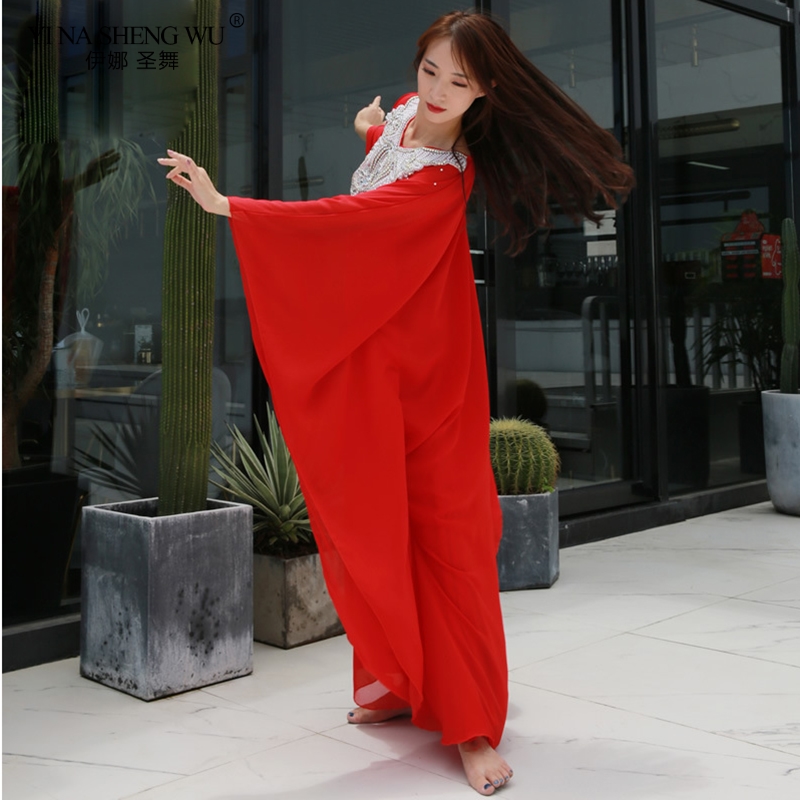 Nouvelles femmes vêtements de danse danse du ventre vêtements caftan robe avec paillettes en mousseline de soie traditionnel Khaleeji Thobe robes Bellydance 2 pièces