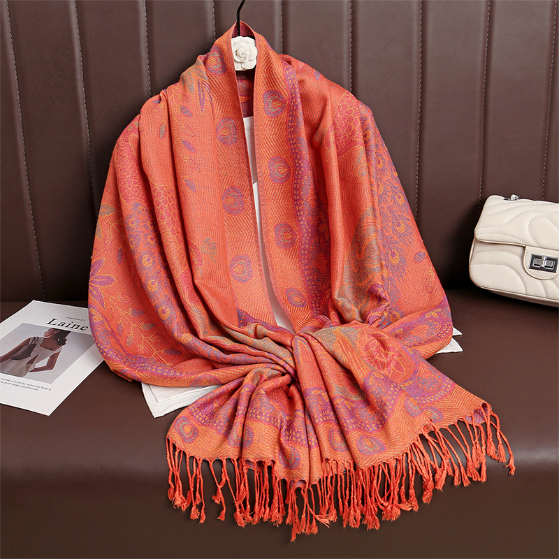 Femmes Paisley écharpe cachemire sentiment Pashmina châles gland Hijab bandeau Femme hiver foulards Foulard Bufanda 2024