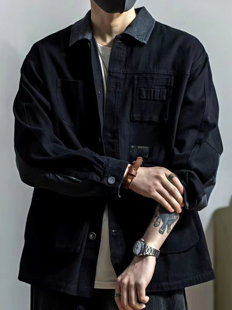 Veste fine cargo vert armée style streetwear japonais pour hommes et femmes, chemise-manteau Harajuku, vêtement militaire décontracté tendance, tenue de travail printemps