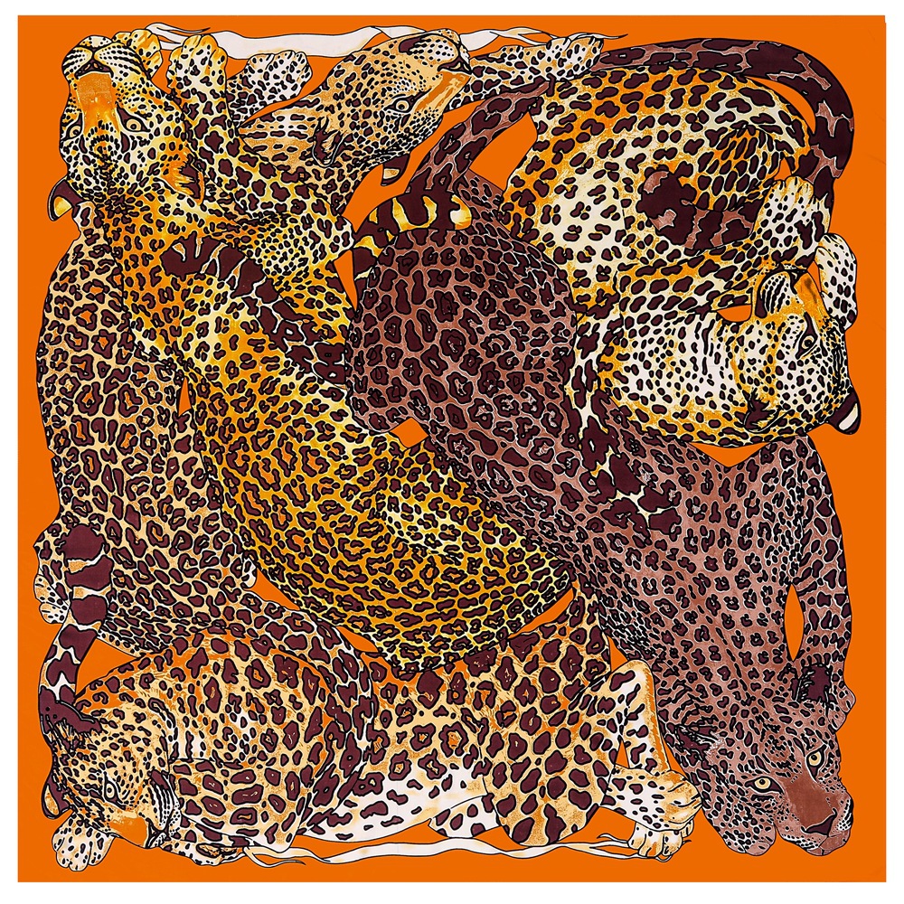 Écharpe bandana imprimé léopard pour femme, châle carré, foulard pour femme, design tendance, injSquare, 130cm