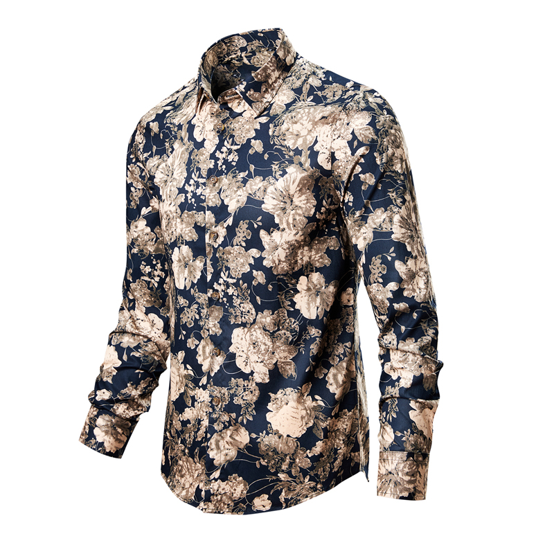 Chemises pour hommes coton vêtements Vintage chemise à fleurs vêtements coréens mode pour hommes plage vêtements pour hommes chemise à manches longues haut 1025
