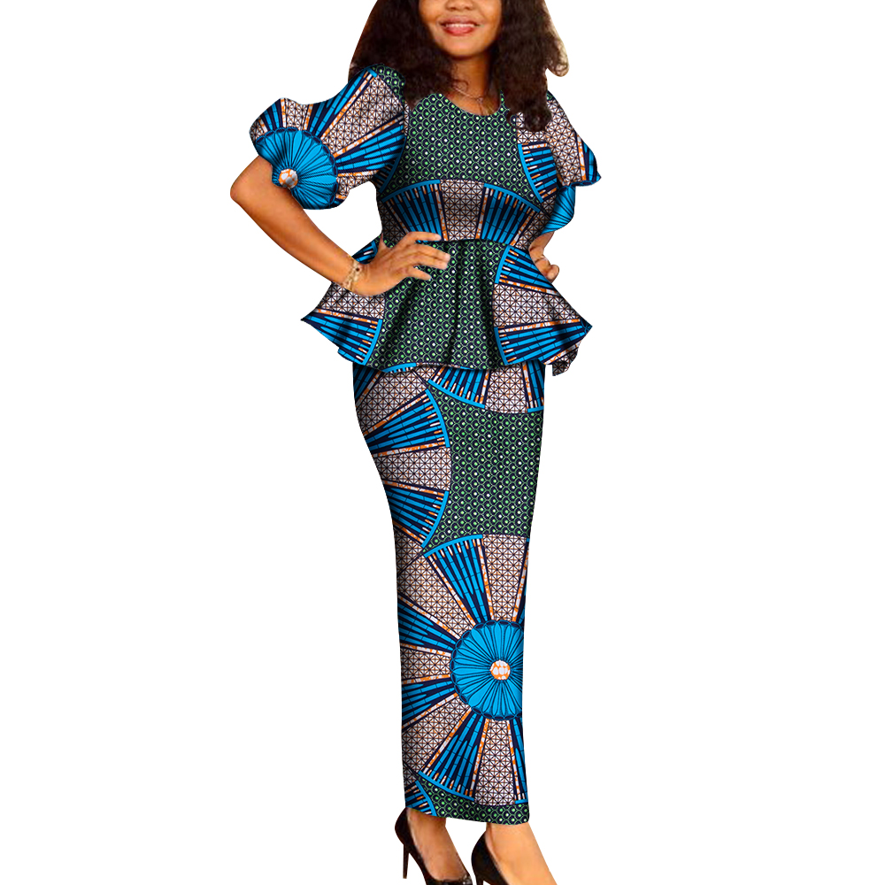 Ensemble de jupe et de Y drapée africaine en coton pour femmes, vêtements éducatifs de bureau, Ankara Dashiki, WY6707, 2 pièces