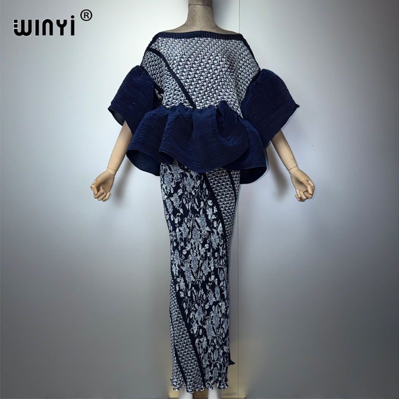 Robe plissée rétro WINYI pour femmes musulmanes, coupe ajustée, élastique, style Kaftan Abaya de luxe de Dubaï, longue, pour la plage, les vacances et les soirées