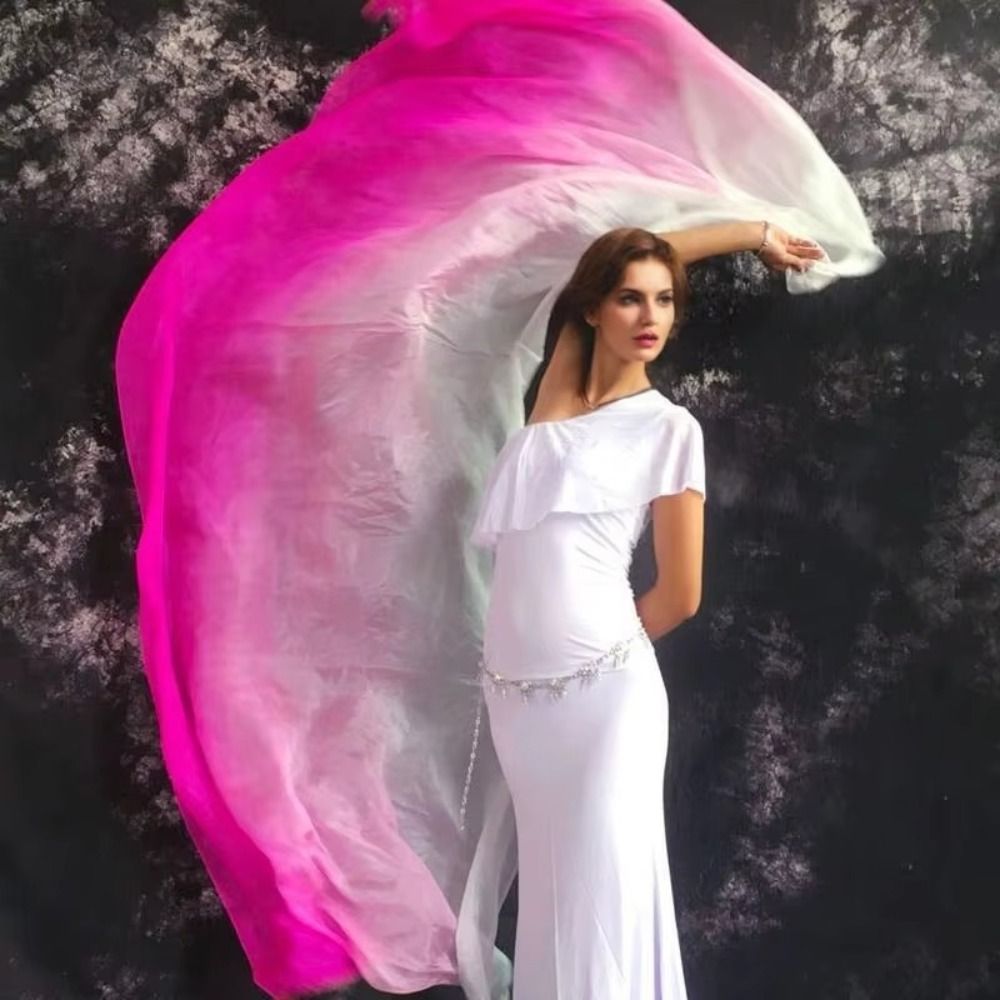 Voiles de danse du ventre en soie 100% de haute qualité, texture légère, 250cmx120cm, châles voiles couleur dégradée, accessoires de costumes, écharpe pour femme