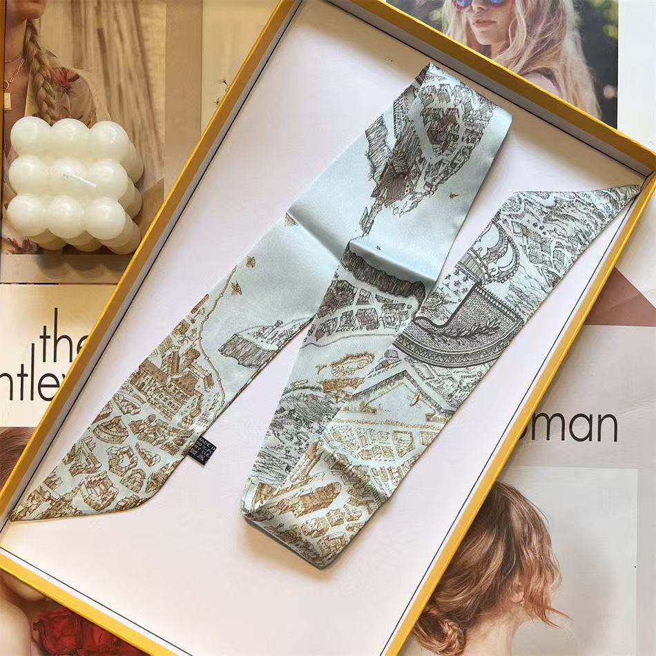 Français Long bandeau foulard en soie attaché banderole de cheveux Super fée tempérament attaché sac sergé ruban arc cravate de cheveux 5*90 cm
