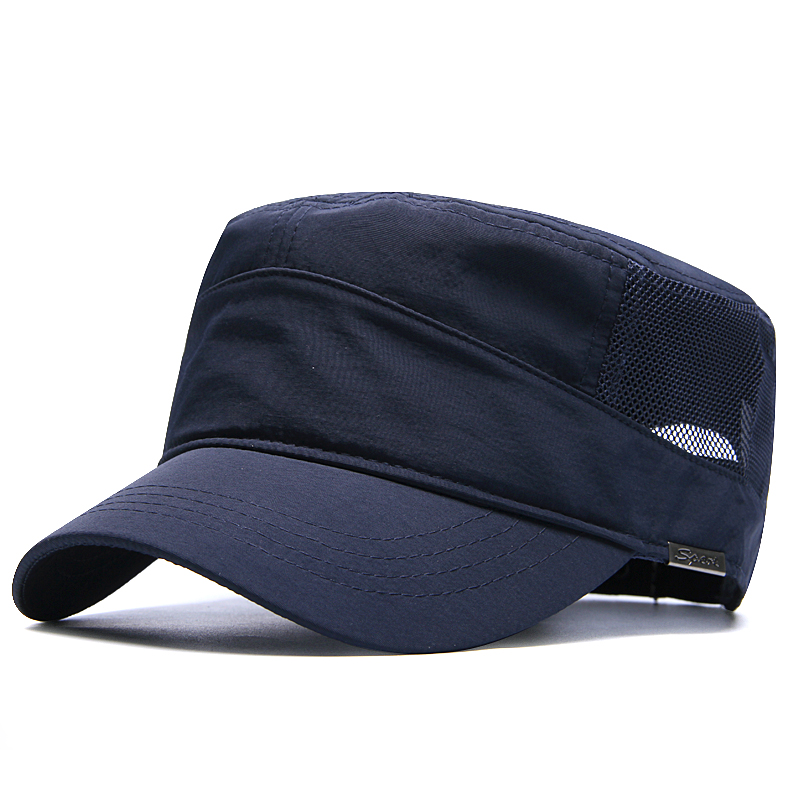 Casquette plate de l'armée pour hommes, grande tête, imperméable, grande taille, été, Polyester, grande taille, maille, chapeau militaire, 55-60cm, 60-65cm, 2021