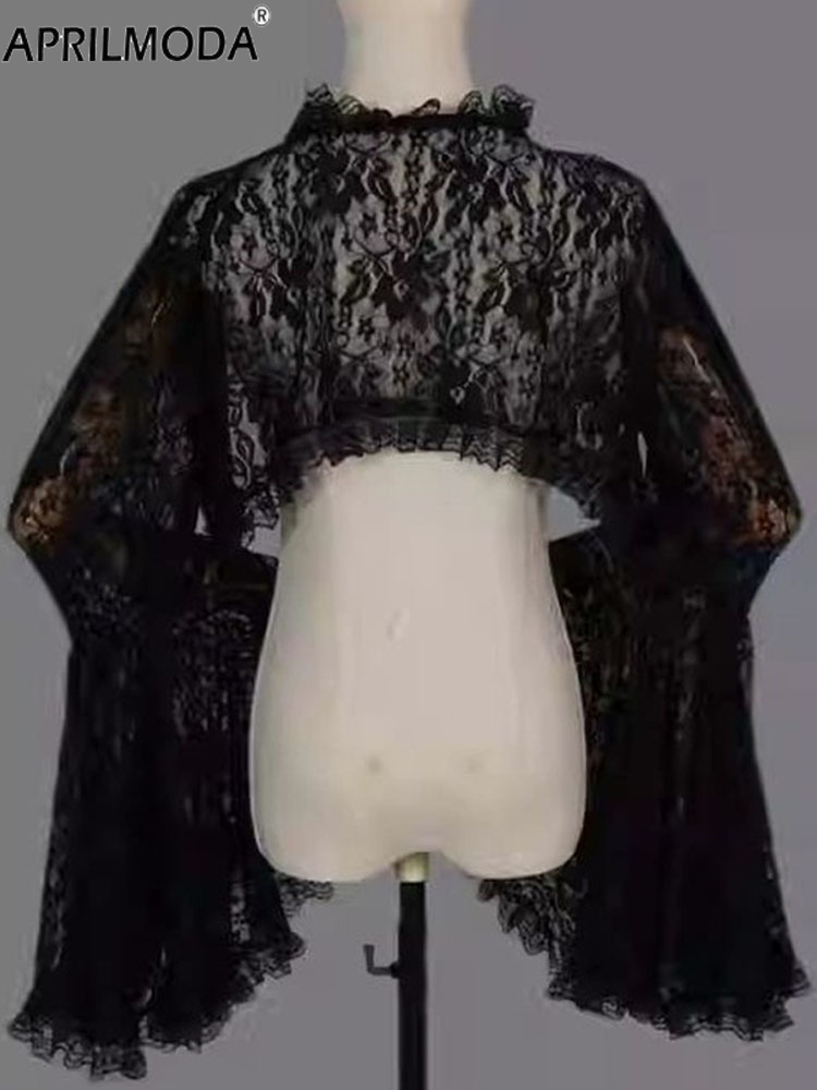 2025 dentelle manches évasées couverture enveloppes pour robes de soirée noir Steampunk Cosplay fête de vacances gothique haussements d'épaules Punk boléro Cardigan