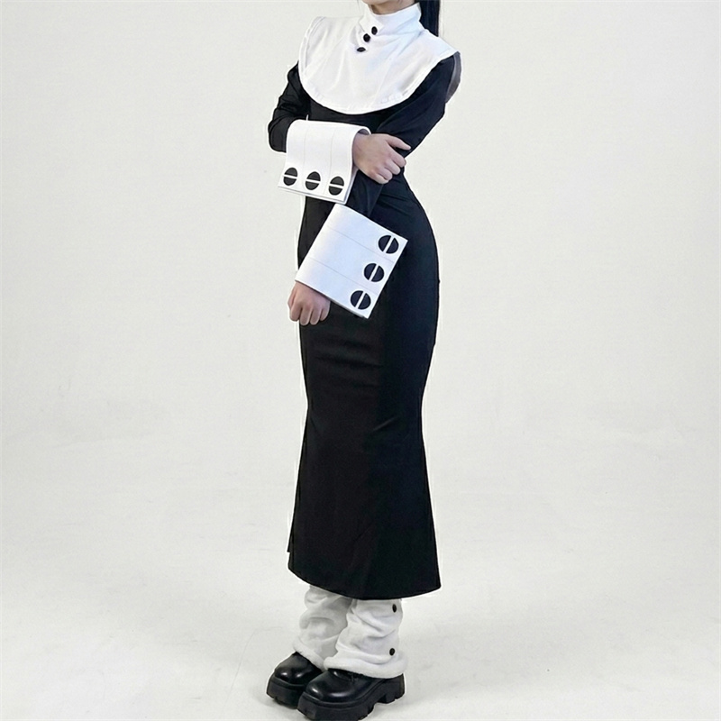 Costume de cosplay Anime Soul Eater Crona, ensemble complet avec chaussettes, manchettes, tenue pour fête d'Halloween, jeu de rôle, scène, vêtements de nonne, carnaval