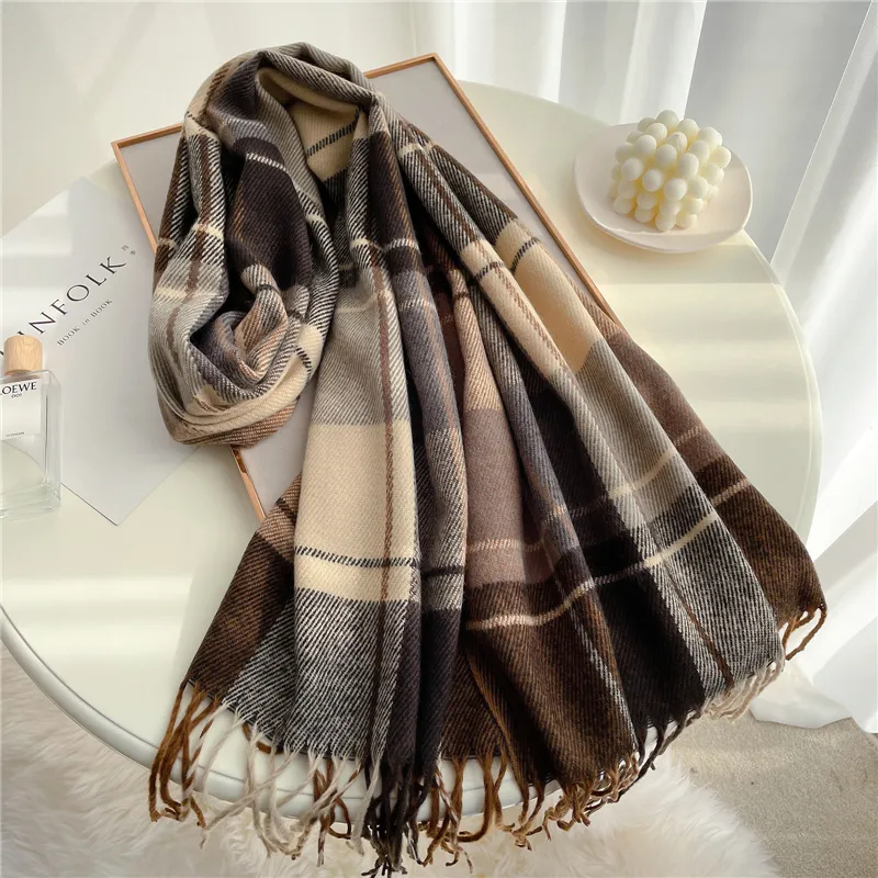 Écharpe Pashmina en Cachemire pour Femme et Homme, Châle à Pompon Rond, Couverture Foulard, Design Imprimé Chaud, Nouvelle Optique, Hiver 2023