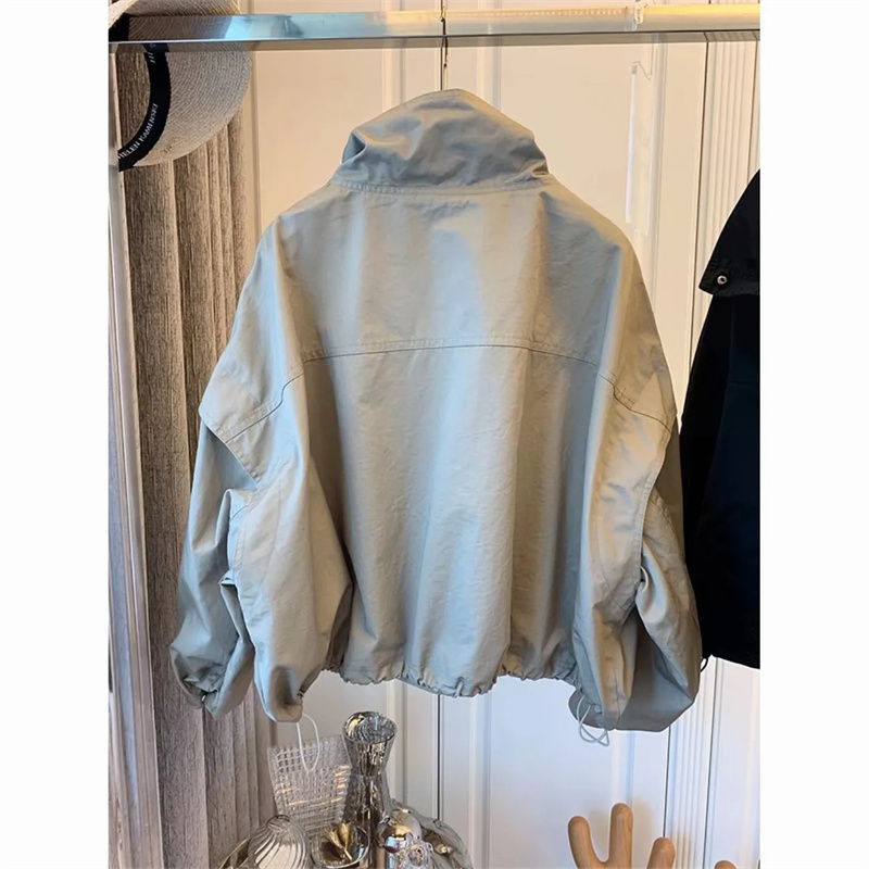 Veste coupe-vent courte de Style coréen pour femmes, nouvelle collection printemps et automne, décontractée, ample, manches chauve-souris, haut manteau noir