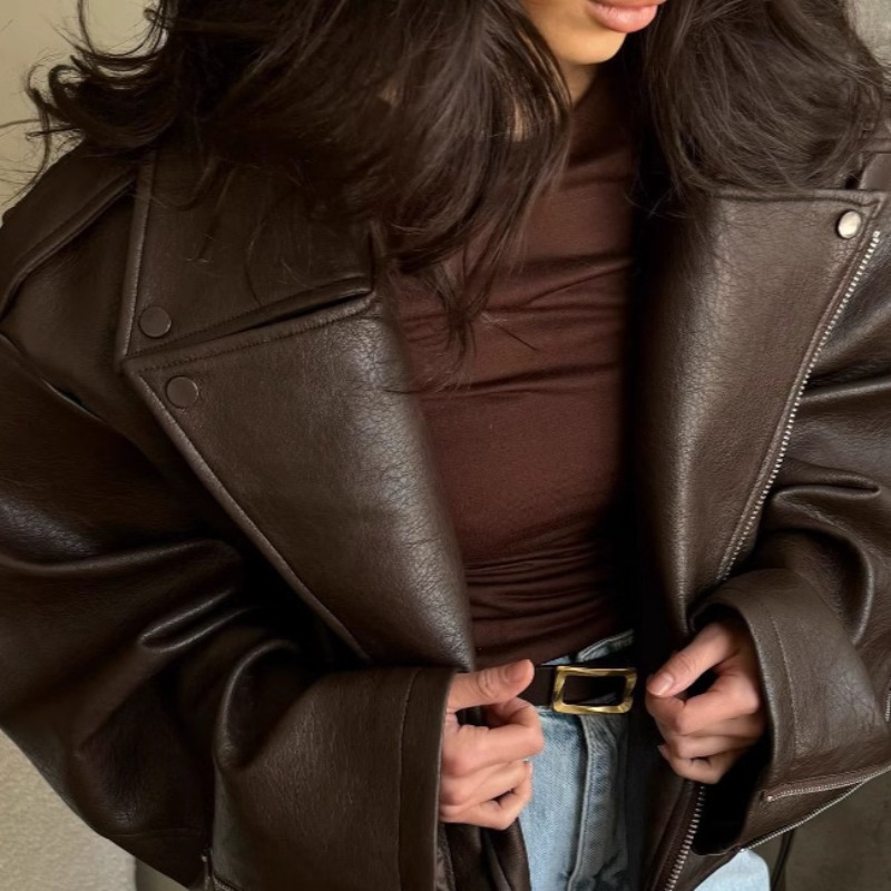 Veste en simili cuir pour femmes, printemps été, ceinture, chic, élégante, rétro, minimaliste, confortable, décontractée, tendance, tendance, polyvalente