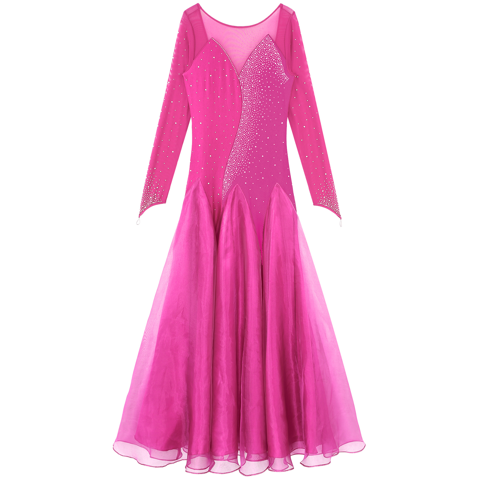 Robe de danse lyrique scintillante pour femmes, maille transparente, manches longues, biscuits scintillants, vêtements de danse modernes, valse, tango, performance, salle de Rh