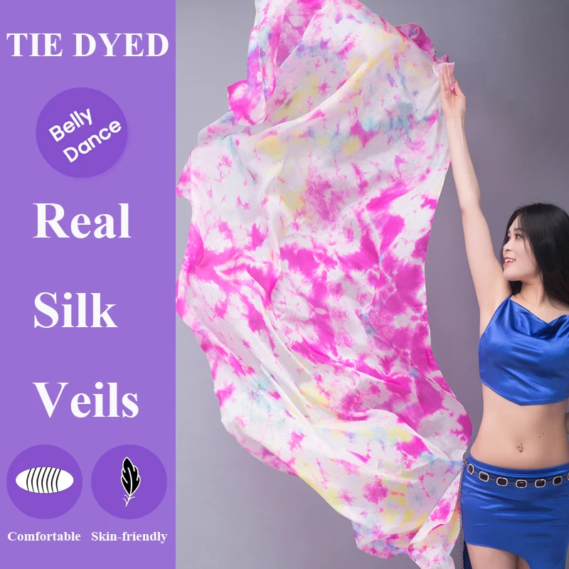 Voile de danse du ventre personnalisé chinois pour femmes adultes, cravate teinte en soie dégradée de couleur