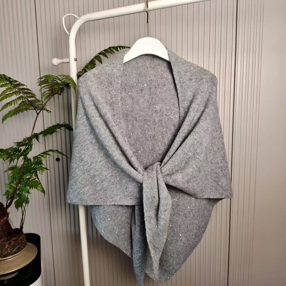 Écharpe triangulaire en laine chaude d'hiver pour femmes, mode coréenne, paillettes, cape haut de gamme, enveloppes