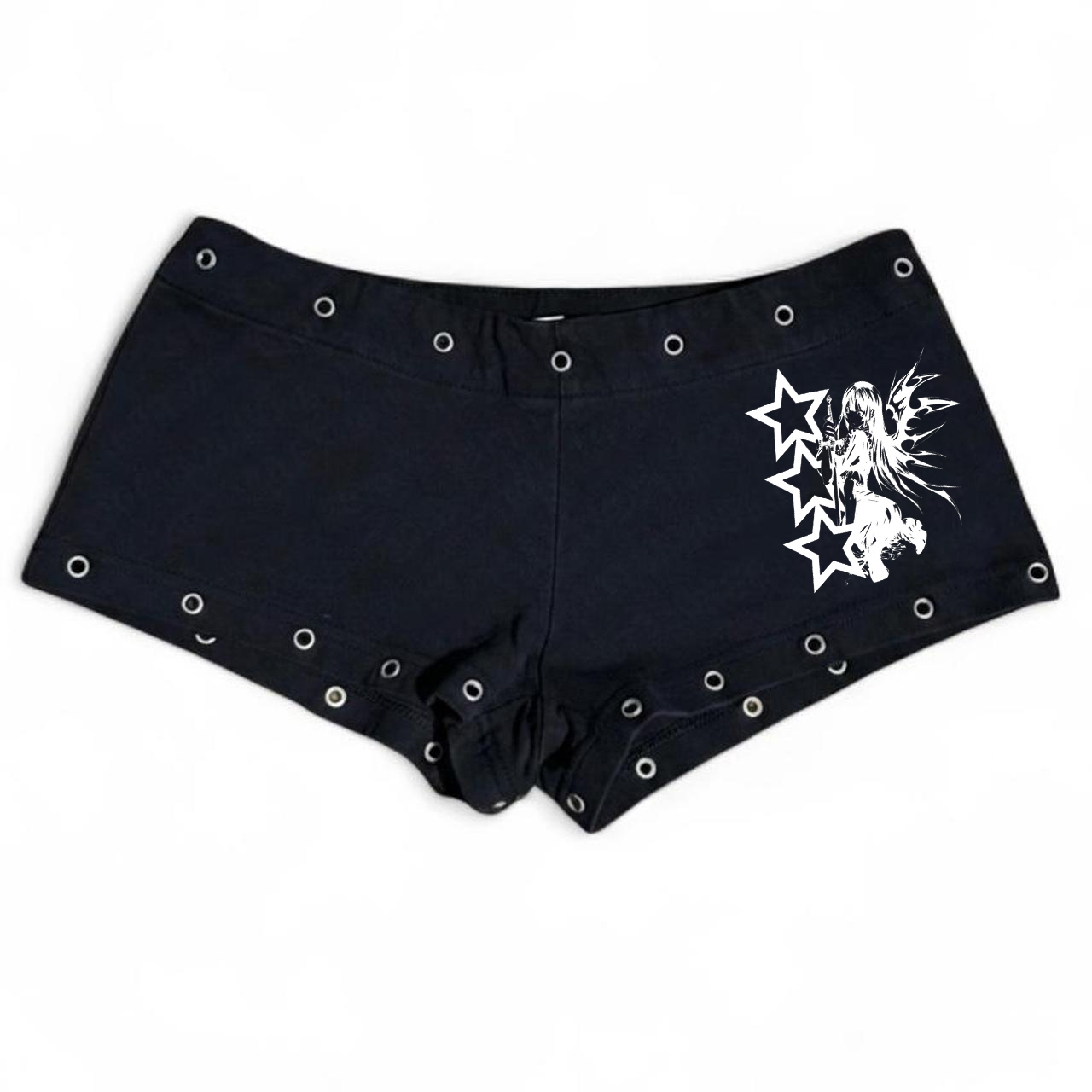 Mode féminine emo, mode décontractée noire, imprimé clous de saule, Y2K, sexy, coupe ajustée, polyvalente, taille basse, gothique, hip-hop, streetwear et