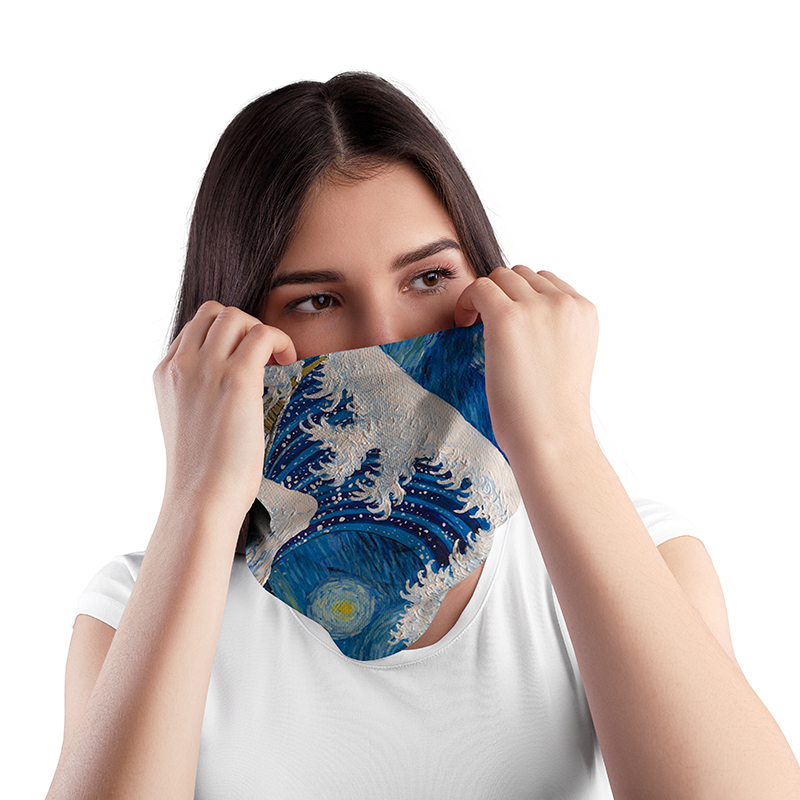 Peinture à l'huile imprimée en 3D Van Gogh, écharpe de cou pour femmes, foulard de visage doux, Bandana tournesol nuit étoilée, Hijab, nouvelle mode