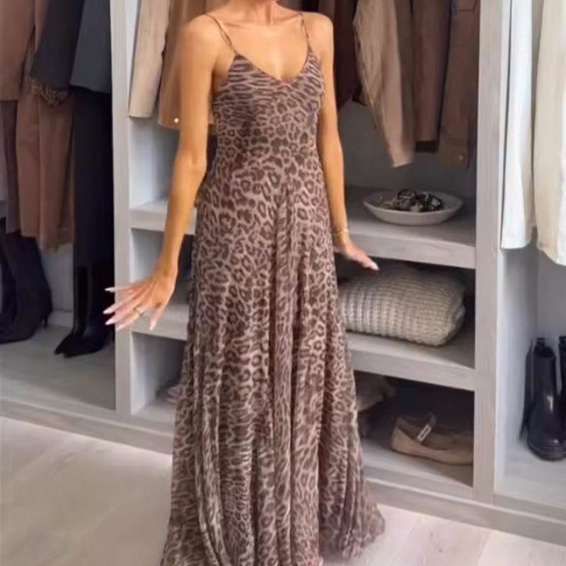Nouvelle Robe Femme 2026 en Satin et Maille à Imprimé Animal – Tendance, Polyvalente, Élégante et Gracieuse, Idéale pour une Ambiance Décontractée de Vacances