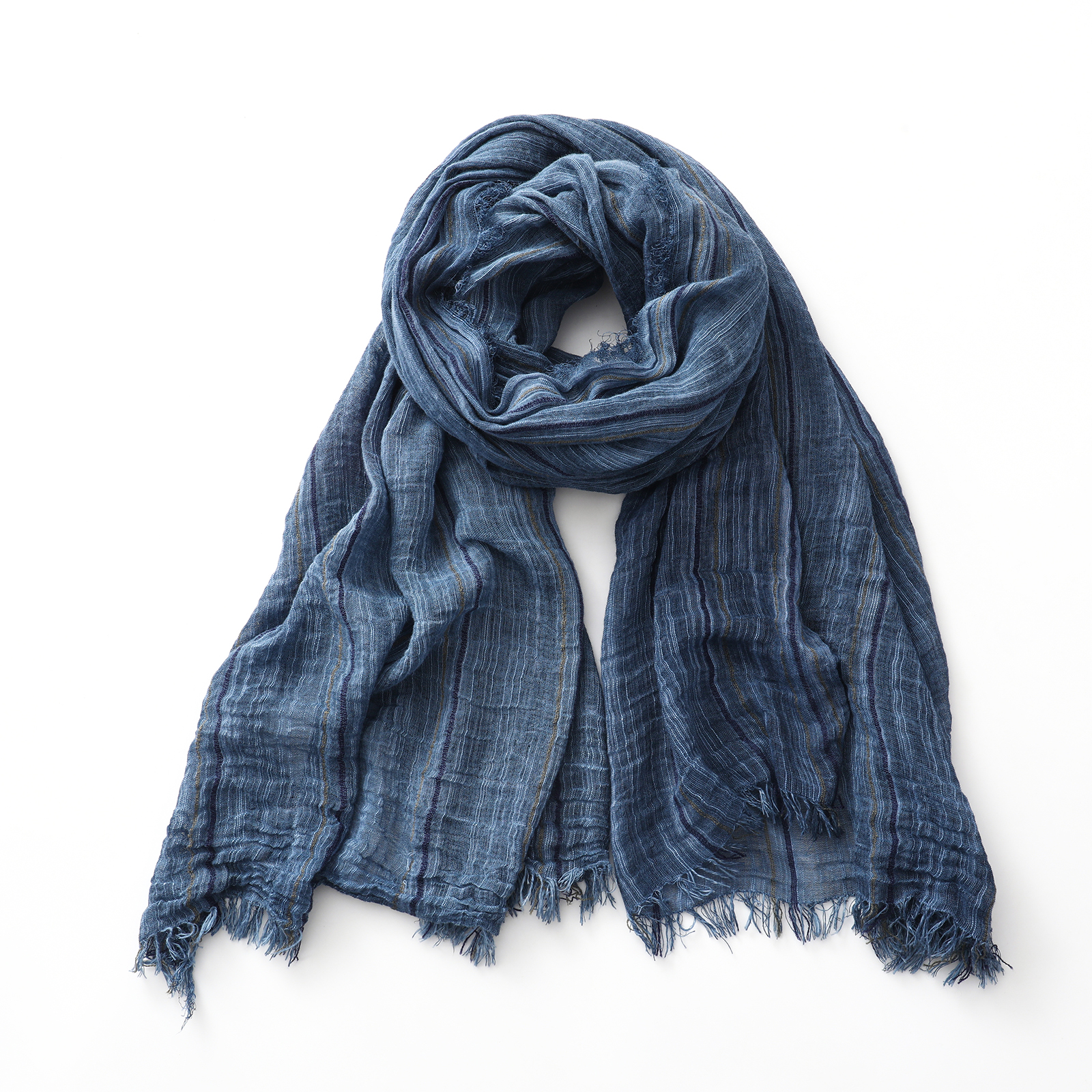 Écharpe rayée en coton et lin pour hommes et femmes, châles et enveloppes longs et doux, pompon court, accessoires masculins, automne hiver