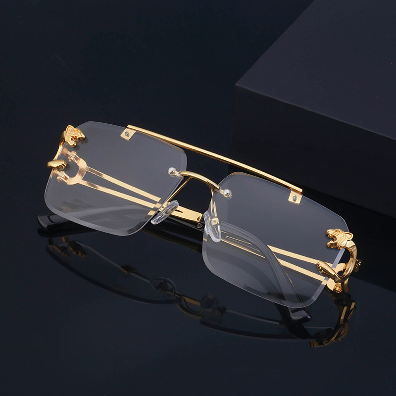 Lunettes de soleil carrées de luxe pour homme et femme, de marque, design vintage, sans monture, mode rétro, miroir, Oculos De Sol