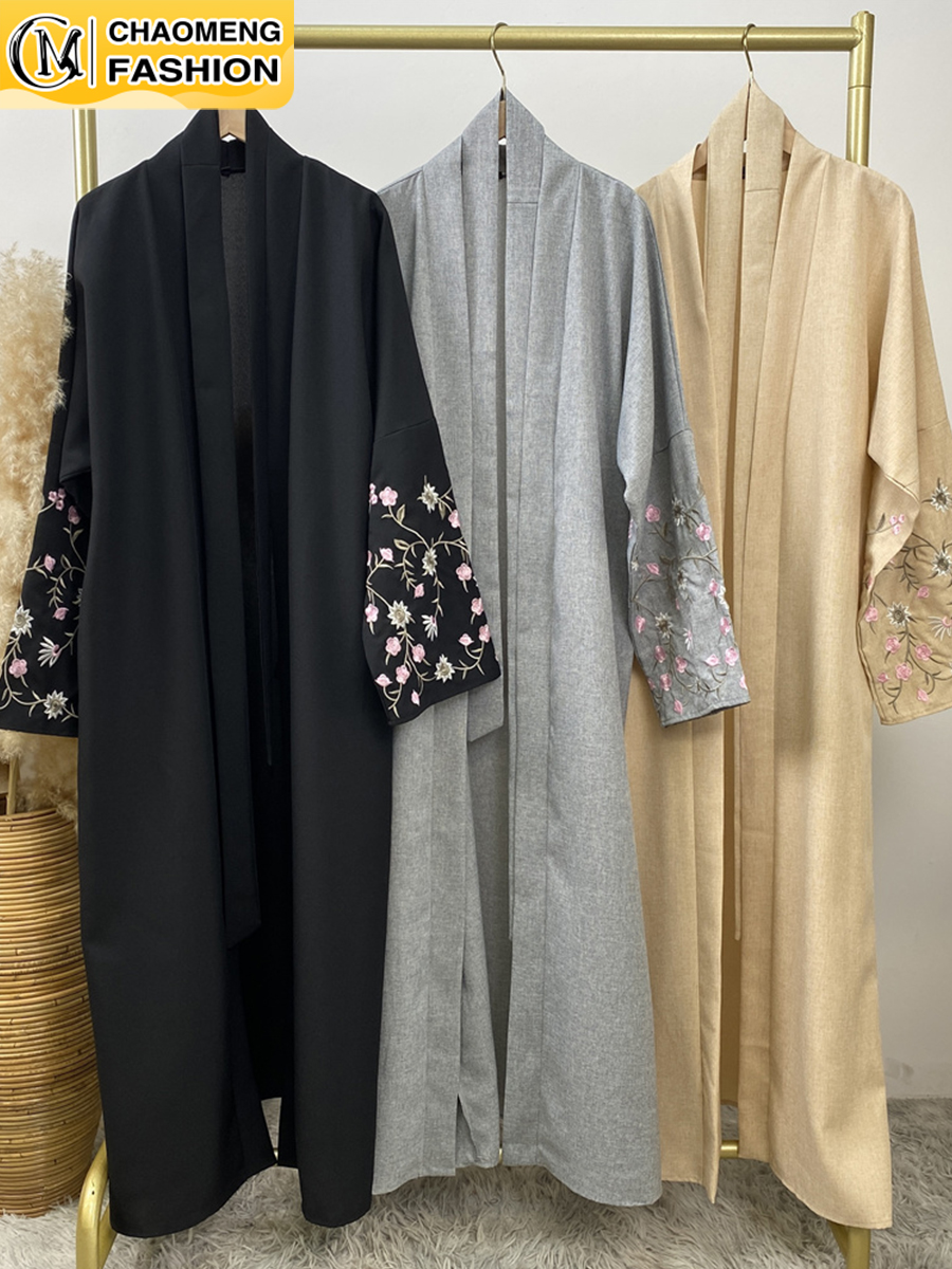 Abaya noire brodée pour femmes musulmanes, kimono de luxe, Islam, caftan marocain, robe de Turquie, cardigan pour Ramadan, Dubaï