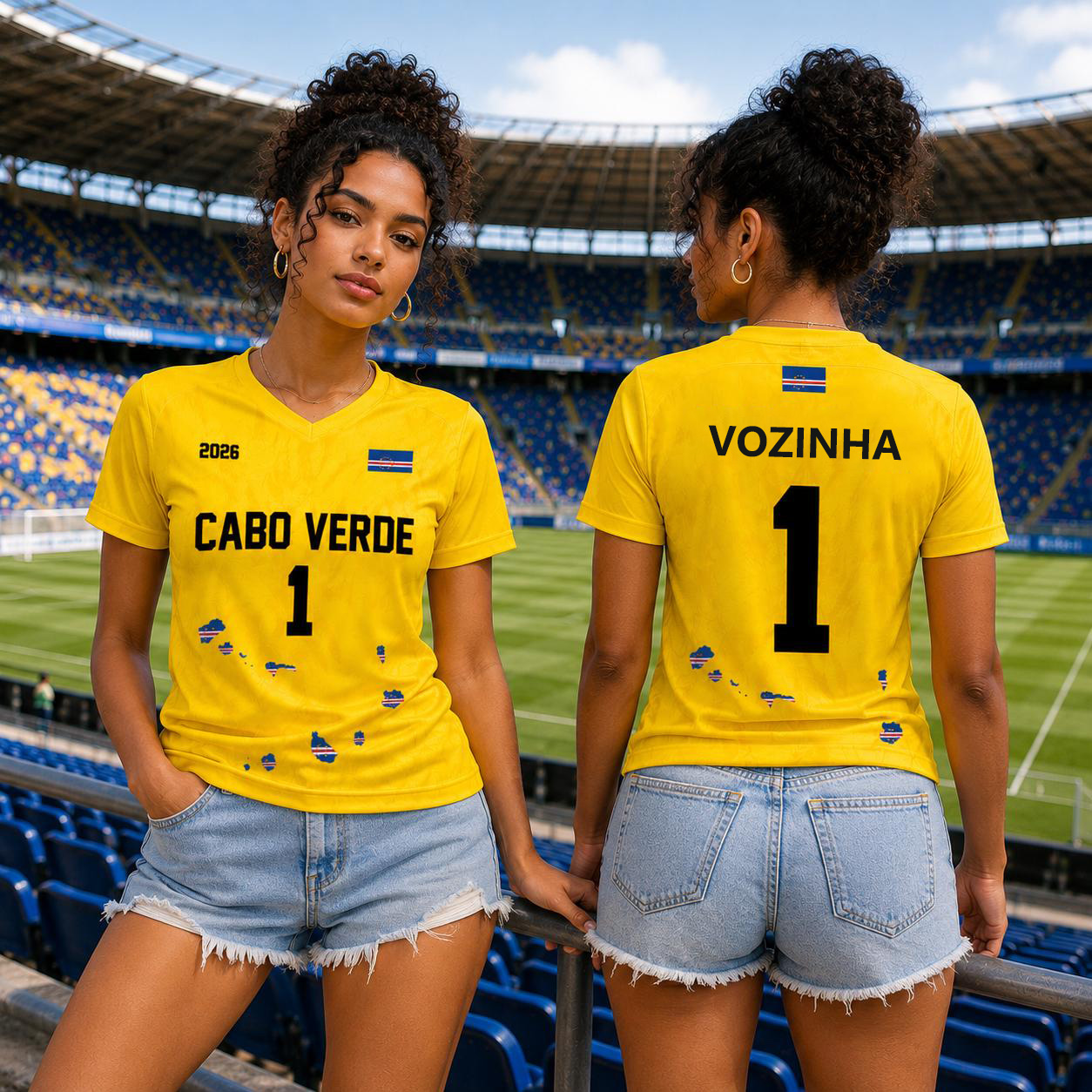 Maillot de football Capo-Vert pour adulte et enfant, maillot de gardien de but VOZINHA n°1, t-shirt de sport d'été pour homme, vêtements pour enfant, t-shirt pour femme