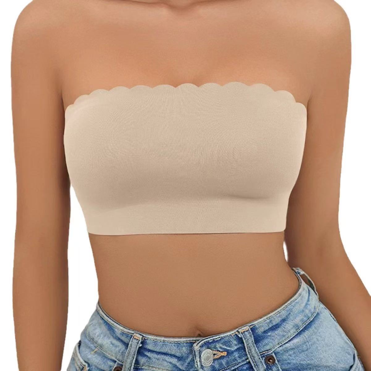Soutien-gorge sans fil en soie glacée pour femme, sans couture, anti-glissement, sans bretelles, style bandeau, en tissu nylon confortable, style Pure Desire
