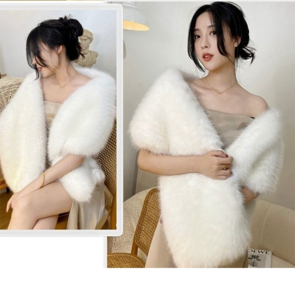 Nouveau Faux fourrure croix écharpe doux hiver chaud longs Ponchos Cape épaissir coupe-vent moelleux châle enveloppement