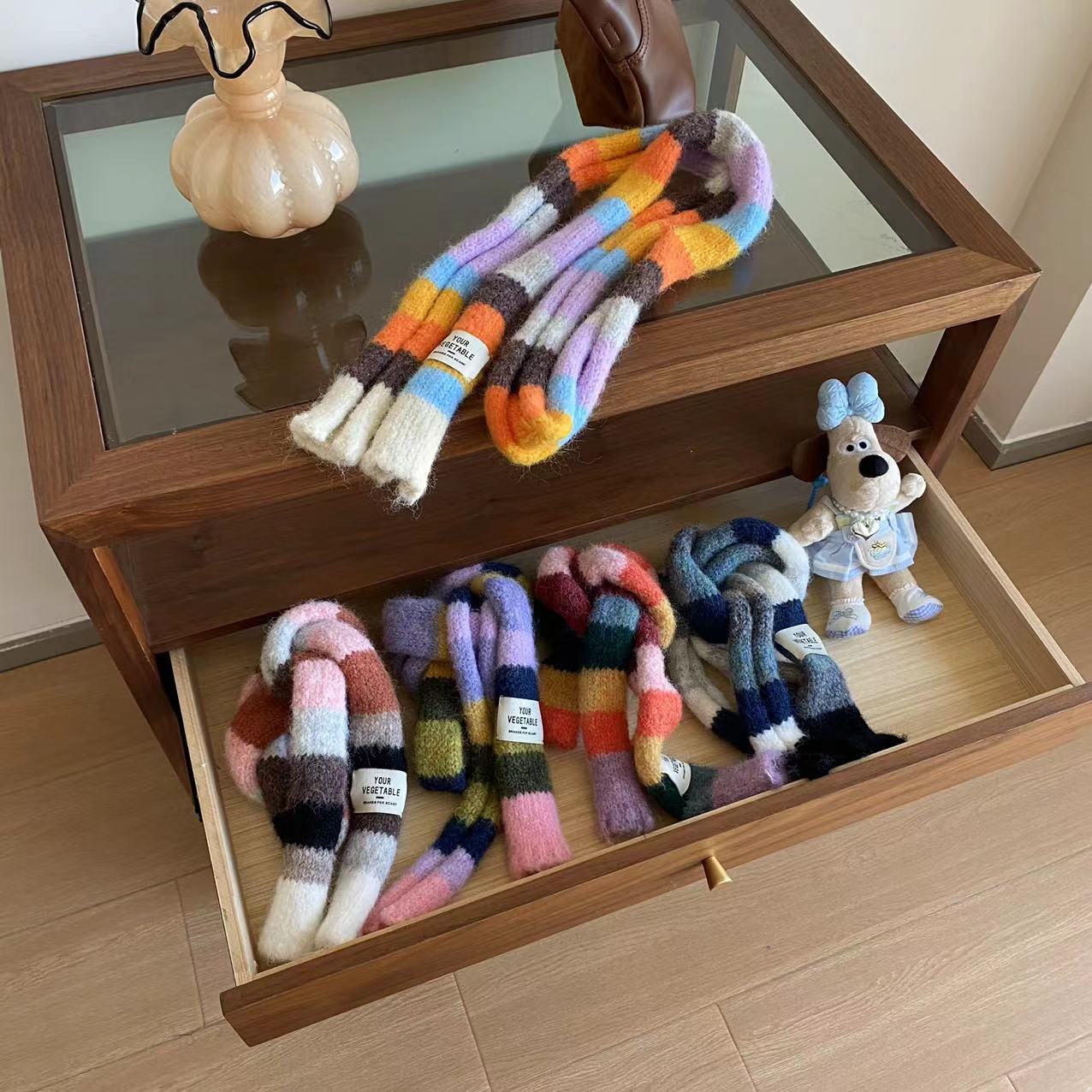 Écharpe fine rayée en laine pour femmes, écharpes chaudes, épissage de documents, longue durée, petit snood étroit, 2024