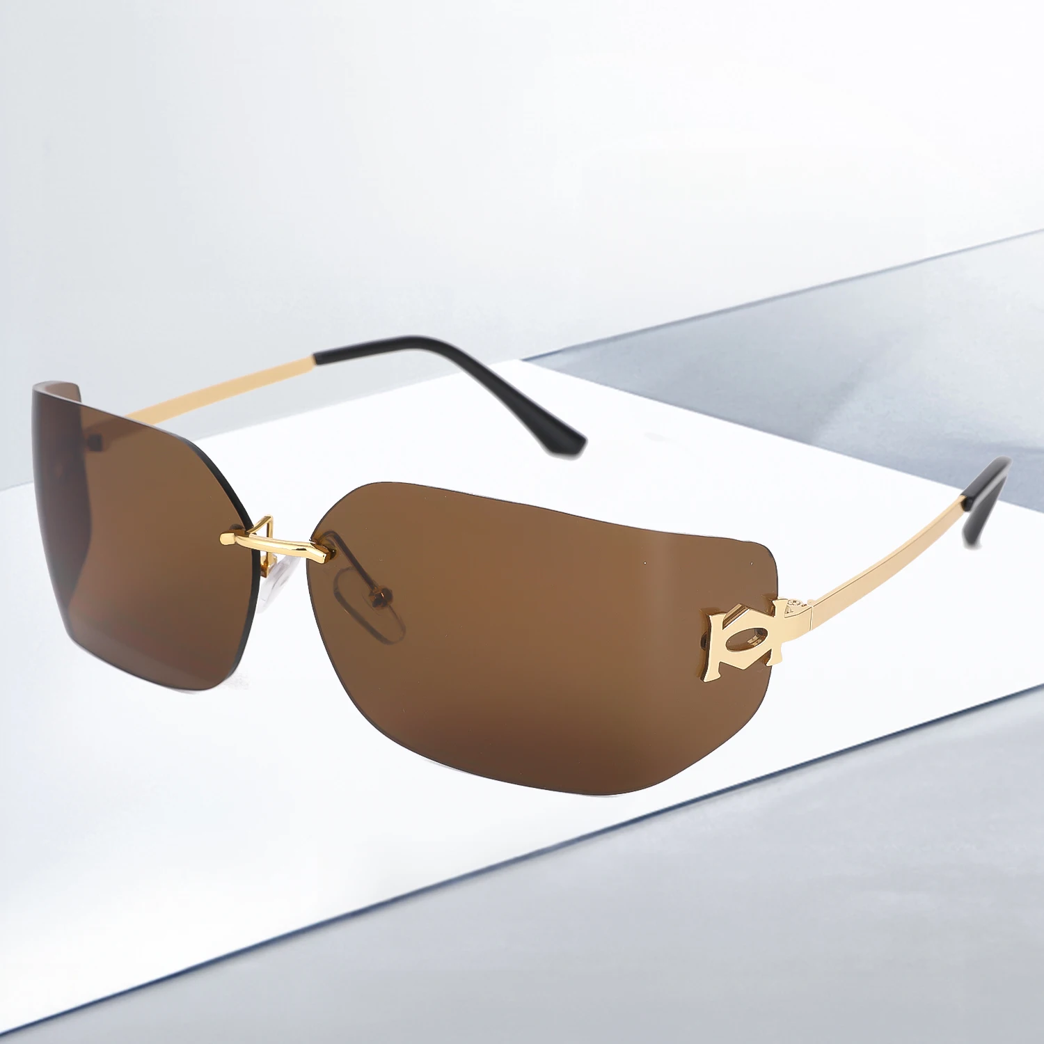 Lunettes de soleil rectangulaires sans monture pour femmes, lunettes de soleil sans monture, design de luxe, lunettes de soleil pour femmes, UV400