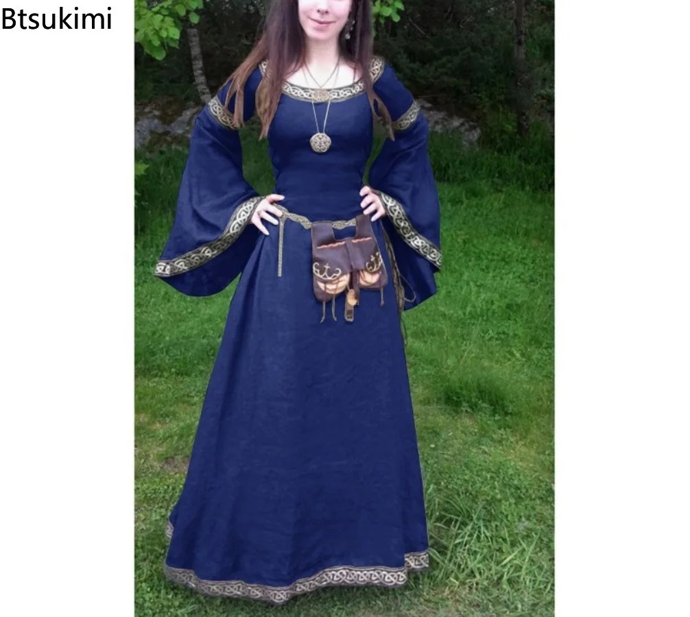 Costumes de Cosplay classiques médiévaux pour femmes, robes de fête de carnaval d'halloween, à manches longues, robes de la Renaissance du moyen âge