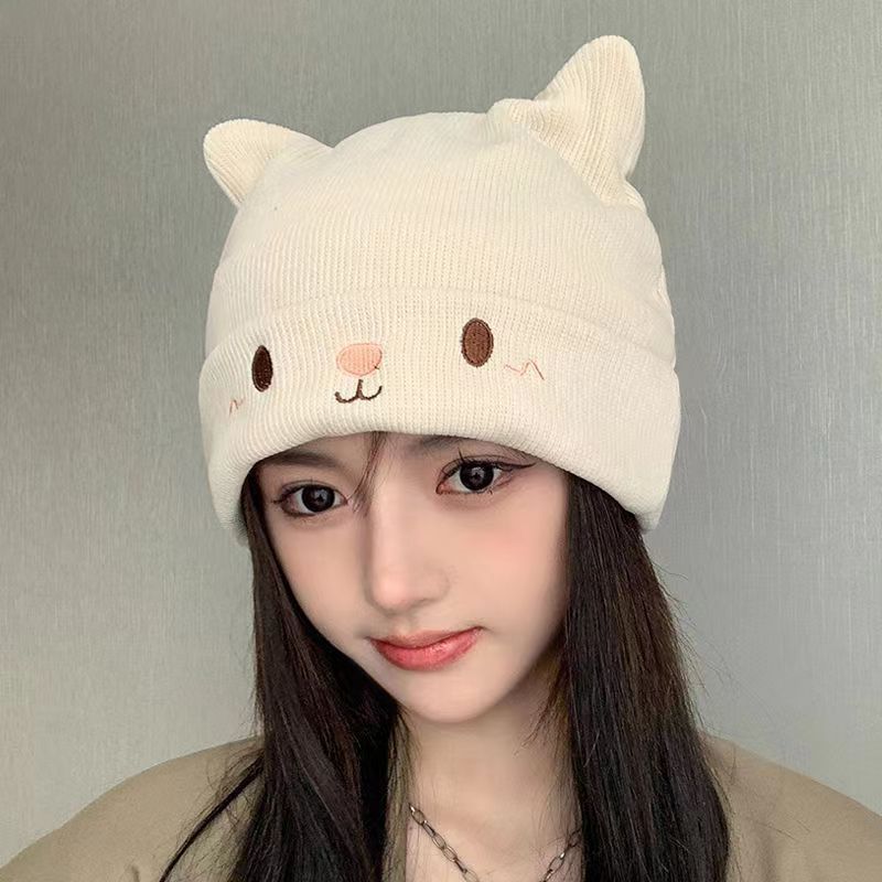 Chapeau avec oreilles d'ours de dessin animé pour femme, bonnets au crochet, chapeau Kawaii, mignon, nouveau, automne, hiver