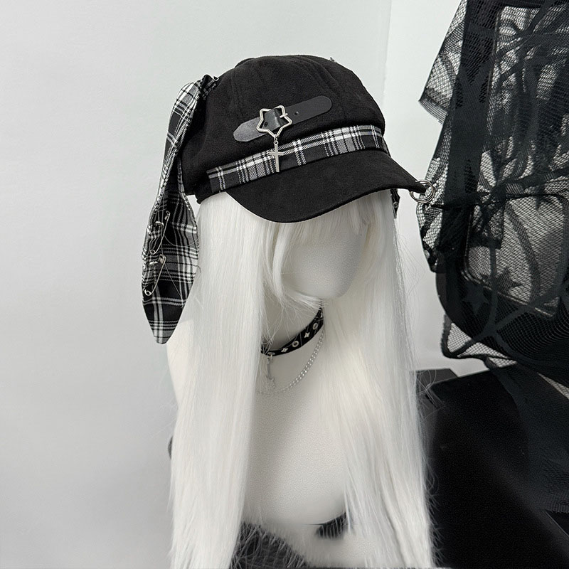 Casquette de baseball détachable avec longues oreilles de lapin, style gothique, mode subculturelle, steampunk, Y2K, pour femme, style Spicy Girl, punk, chapeau de soleil, béret