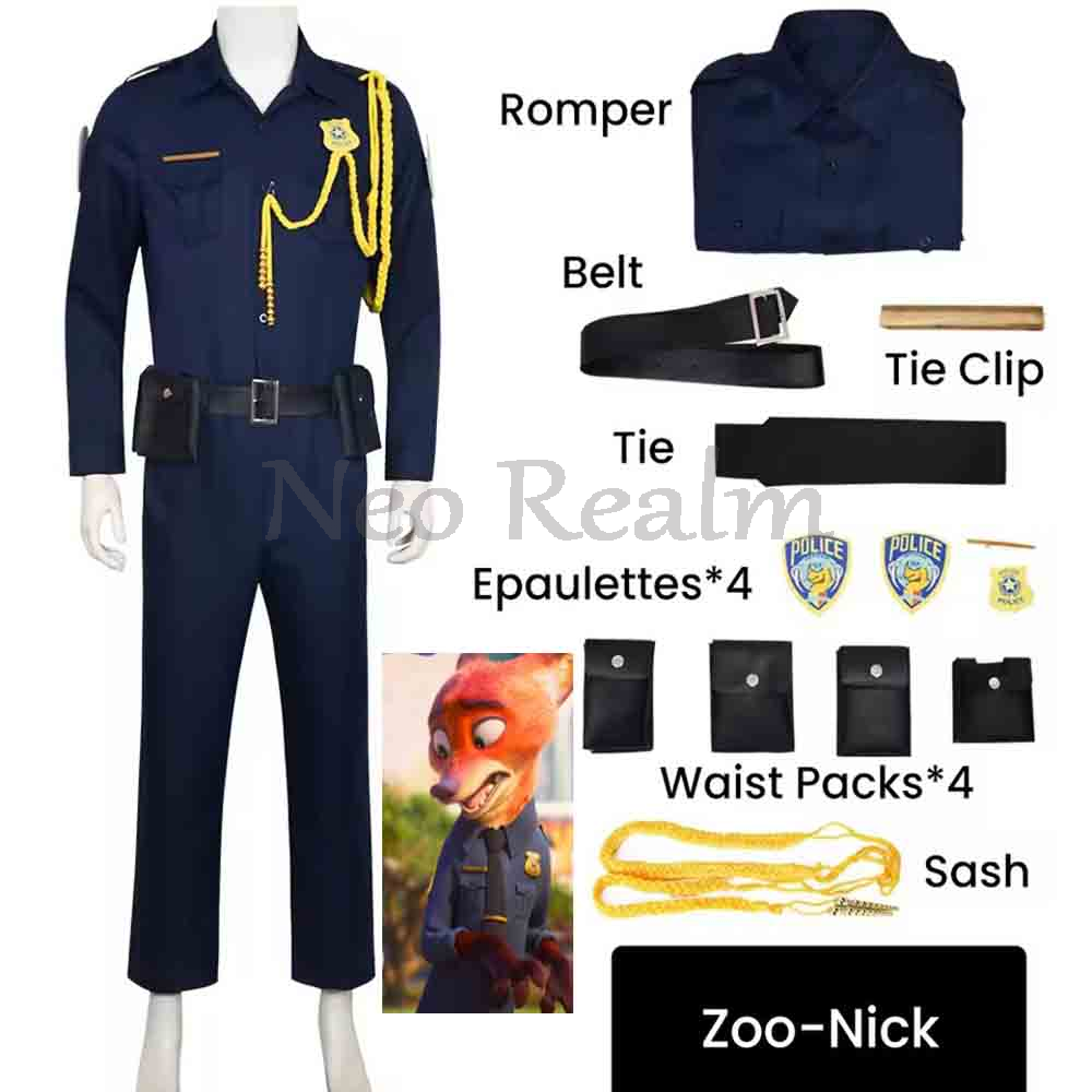 Costume de cosplay de renard anime pour adultes, tenue de police de dessin animé, pour Noël, Halloween, carnaval, Pâques, pour hommes et femmes