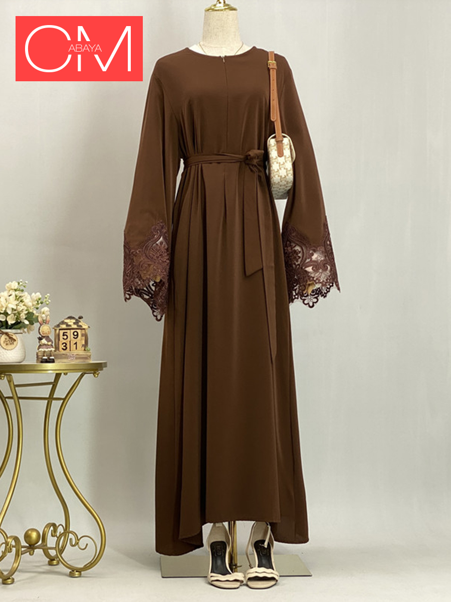 Ramadan dentelle Abaya dubaï luxe femmes musulmanes Maxi Robe Kebaya Caftan Marocain Femme Robe modeste Islam vêtements caftan Robe