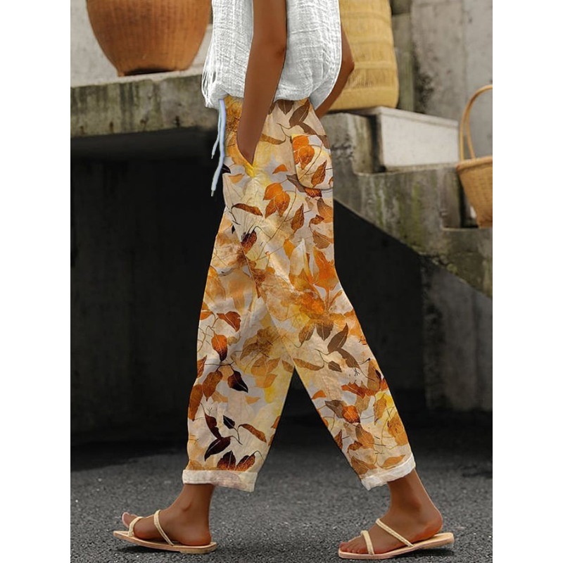 Dames nouveau chaud grande taille imprimé Simple enroulable pantalons décontractés Streetwear femmes pantalons neuf minutes pantalon respirant CoolSummer