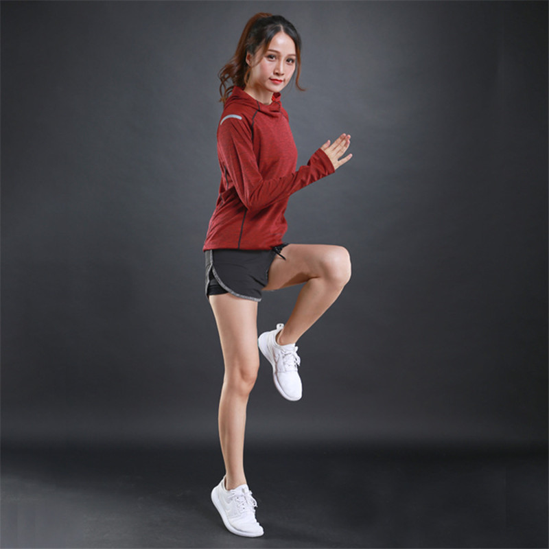 Veste à capuche pour femmes, T-shirts à manches longues, vêtements d'entraînement de course, t-shirt de sport respirant à séchage rapide pour femmes