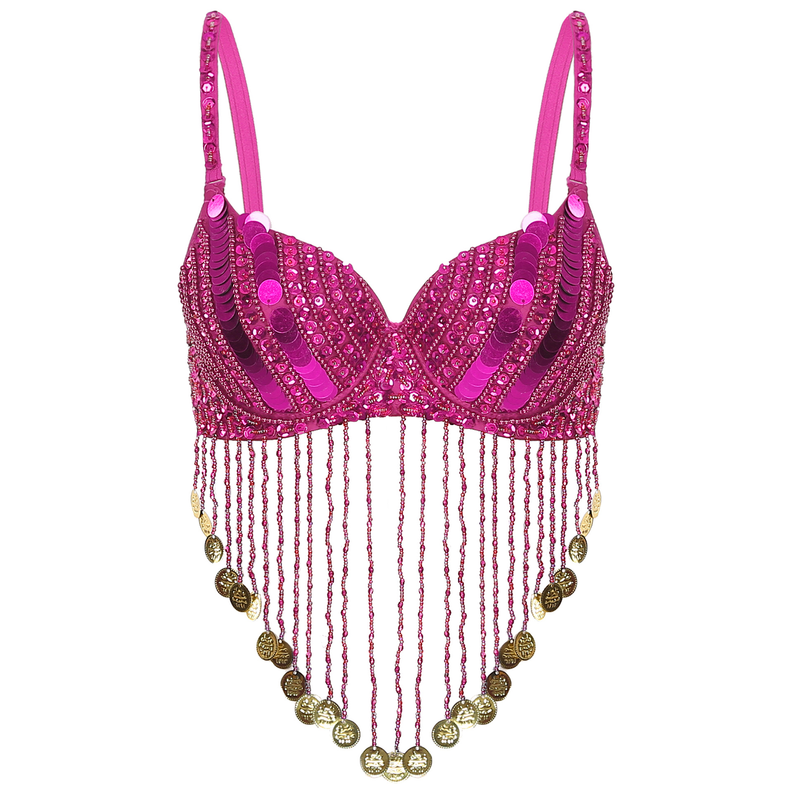 Femmes glands danse du ventre Costume brillant perlé à armatures soutien-gorge paillettes Festival de musique hauts de fête Rave fête Halloween Costumes