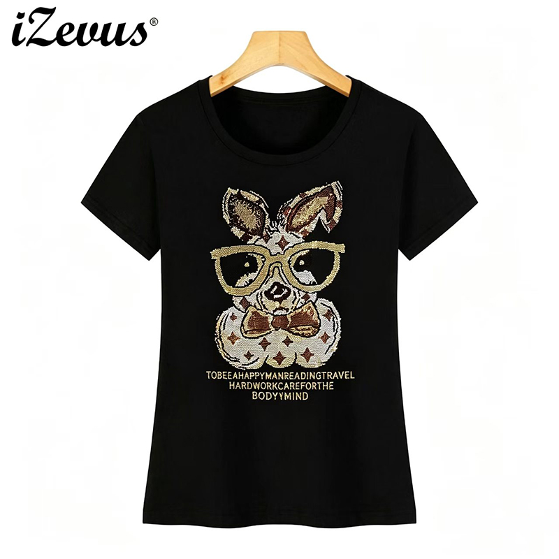 T-shirts pour femmes à la mode, T-shirts d'été à manches courtes, T-shirts décontractés en coton, pour célébrités d'Internet, stars, diamants, dessins animés