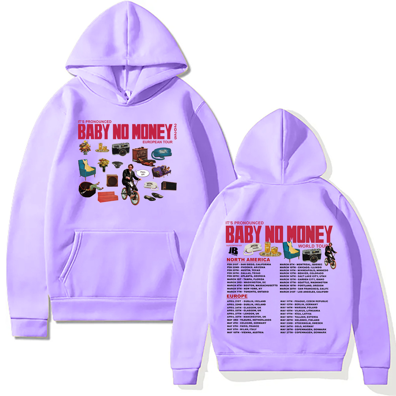 Bbno $ nouveaux sweats à capuche c'est prononcé bébé pas d'argent Tour européen 2025 sweat hommes femmes pulls Harajuku vêtements d'automne créatifs