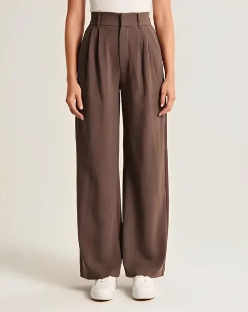 Pantalon décontracté à jambes larges pour femmes, taille haute, travail, couleur unie, sur mesure, boutonné, avec poches, pantalon de costume