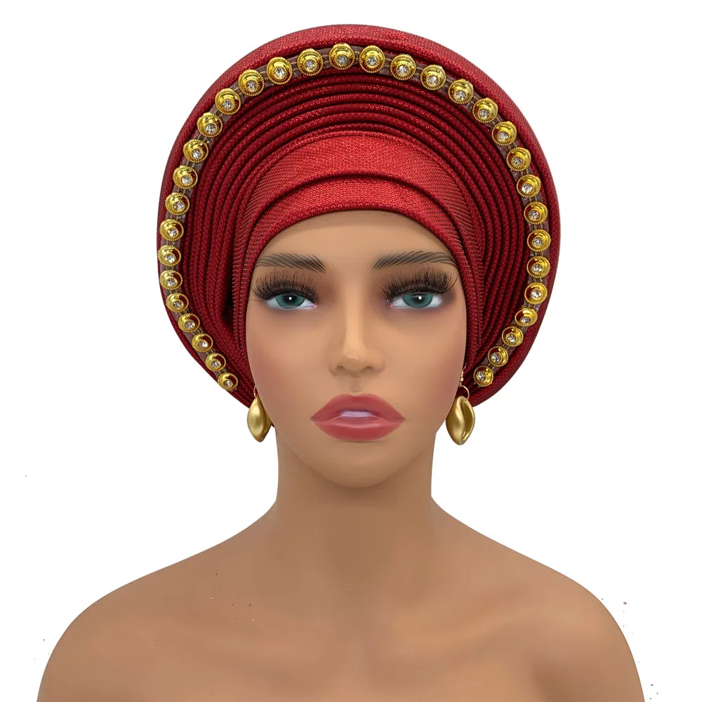 Turban Africain pour Femme, Casquette de Sauna Nigériane, Accessoire de ixde Mariage, Enveloppes de Tête Déjà Faites à la Main