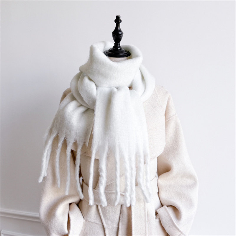 1 pièces couleur unie doux hiver chaud écharpe femmes Imitation cachemire luxe épaissi châle Pashmina glands moelleux écharpe châle