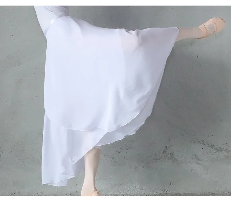 Jupe de danse Tutu de Ballet en mousseline de soie, écharpe enveloppante pour patins de danse, ballerine de gymnastique, longue jupe de Ballet lyrique pour femmes
