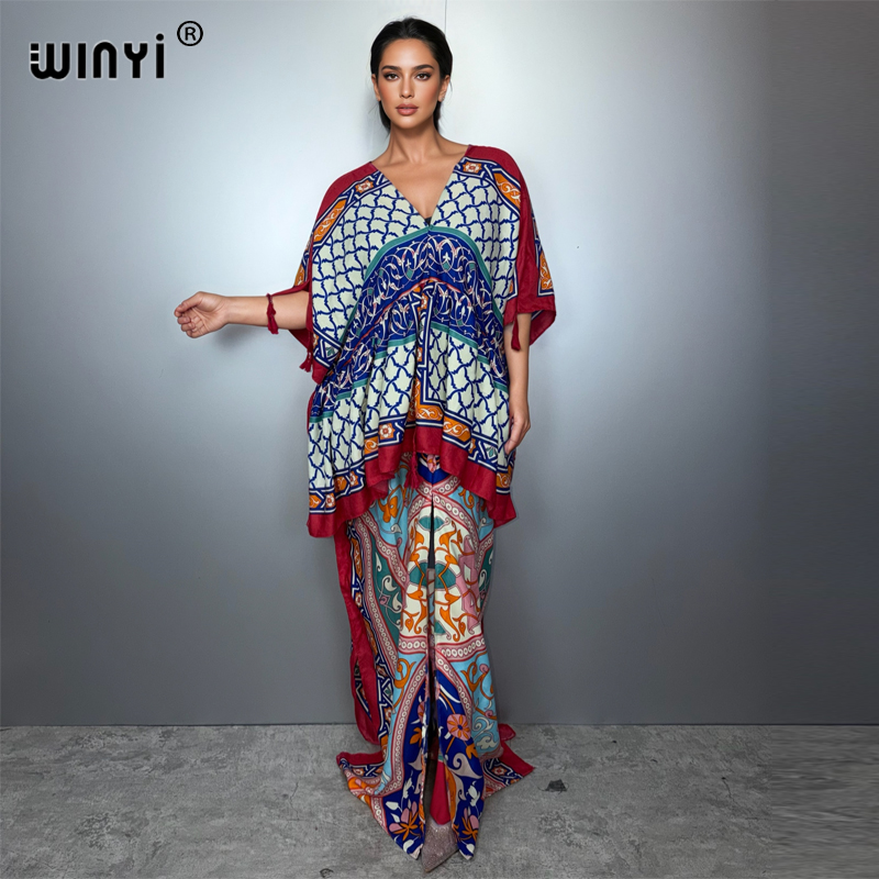 WINYI femme musulmane robes mode caftan robe de soirée moyen-orient femme caftan ample abaya dubaï luxe imprimé Caftan maillots de bain