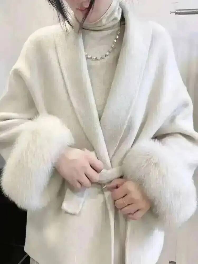 UCXQ-Manteau en laine à manches longues pour femme, pardessus patchwork, veste élégante, beaux vêtements, avocat, bureau, automne, printemps, 2025