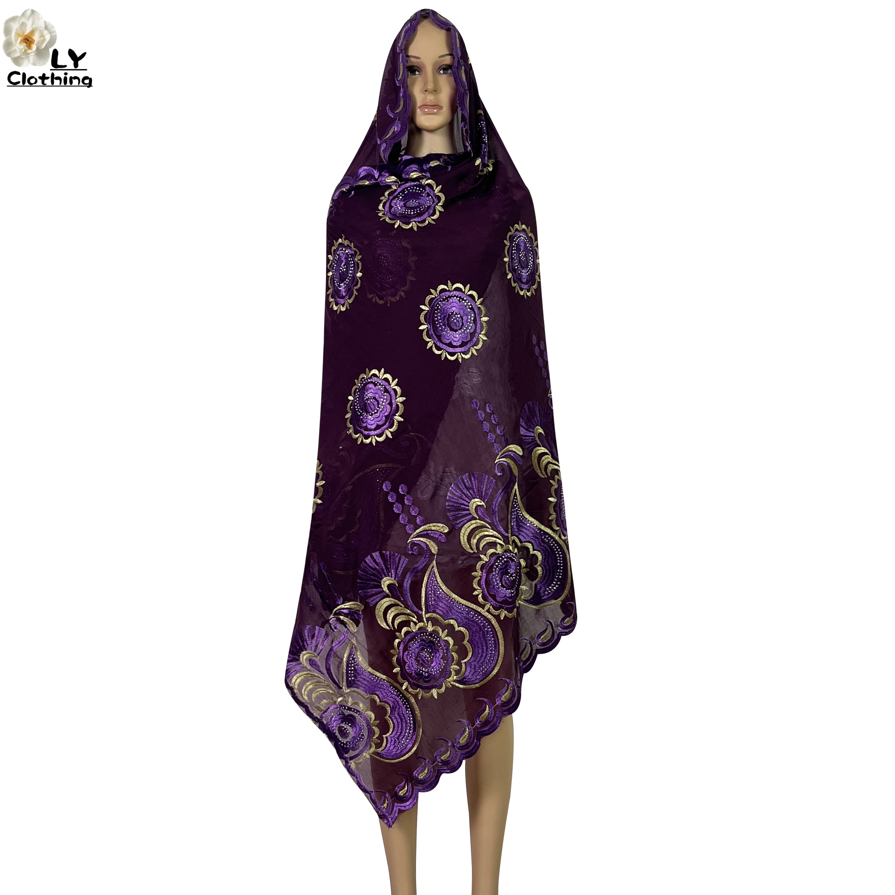 Dernière offre spéciale femmes africaines 100% coton écharpe femmes musulmanes Hijab dubaï broderie écharpes coton islamique femmes écharpe châles