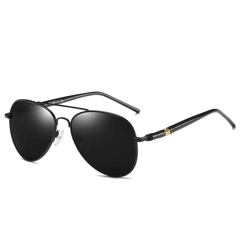 Lunettes de soleil de luxe polarisées pour hommes et femmes, lunettes de soleil de conduite pour hommes, lunettes de soleil pilote vintage, UV400, marque de créateur, noir
