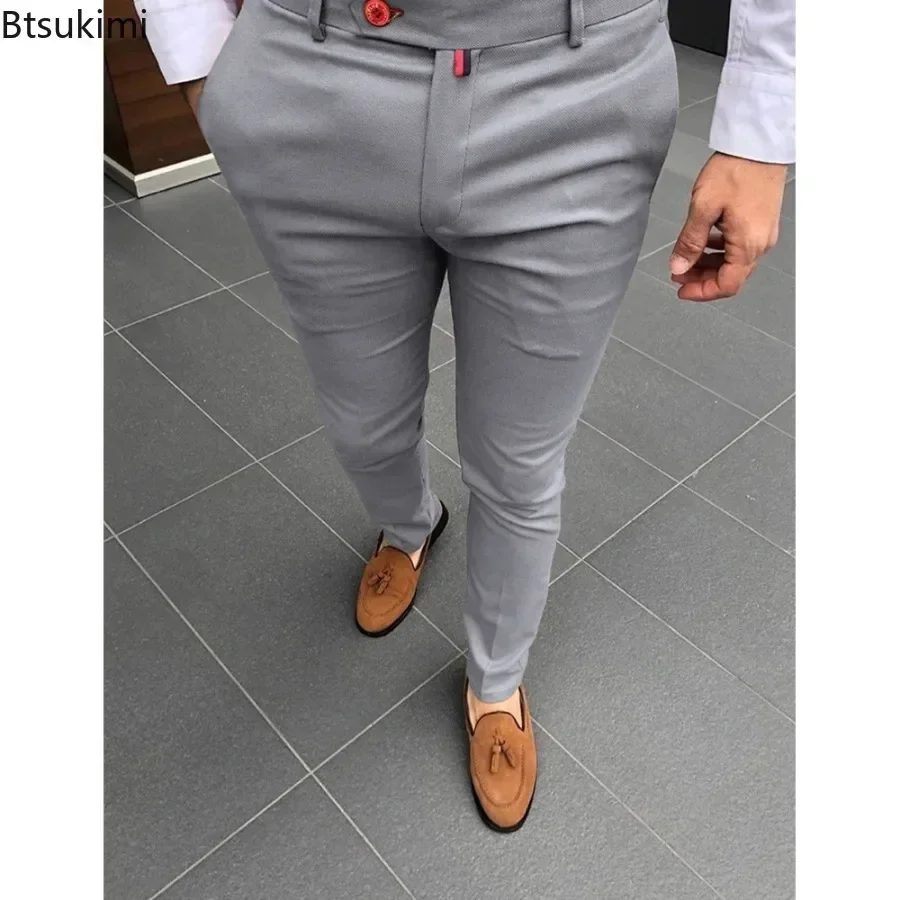 Pantalon décontracté pour hommes, mode quotidienne, formel, taille haute, Slim, solide, polyvalent, petits pieds, quatre saisons, 2026