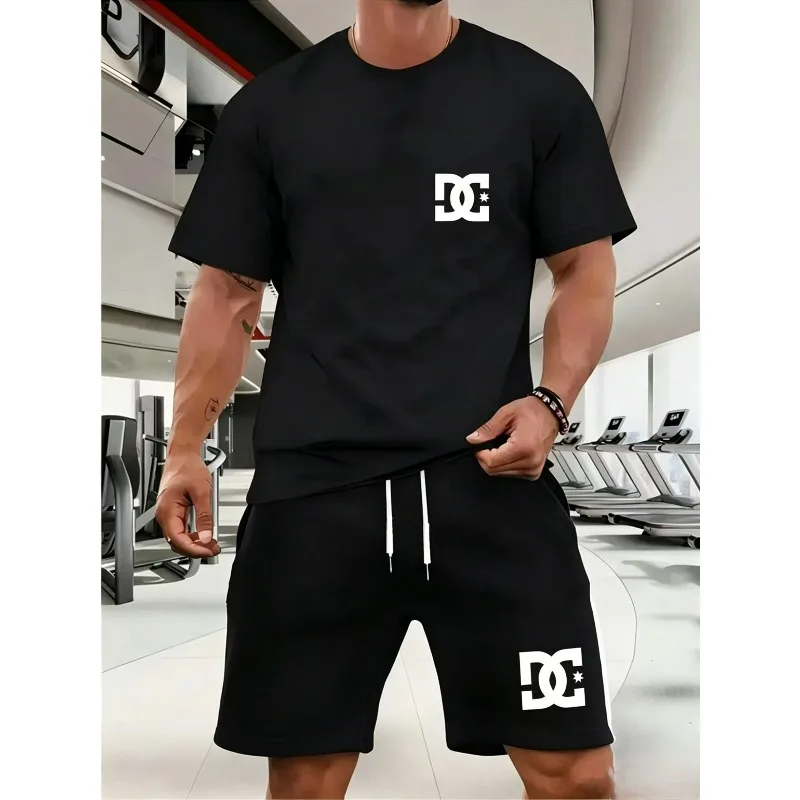 Nouvel ensemble de vêtements de sport d'été pour hommes, t-shirt à manches courtes et short, ensemble deux pièces, respirant et à séchage rapide, vêtements décontractés.